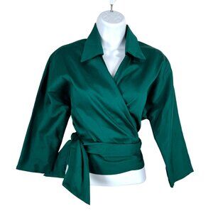Couture For Evreybody pin up kelly green blouse Rockabilly sz XL